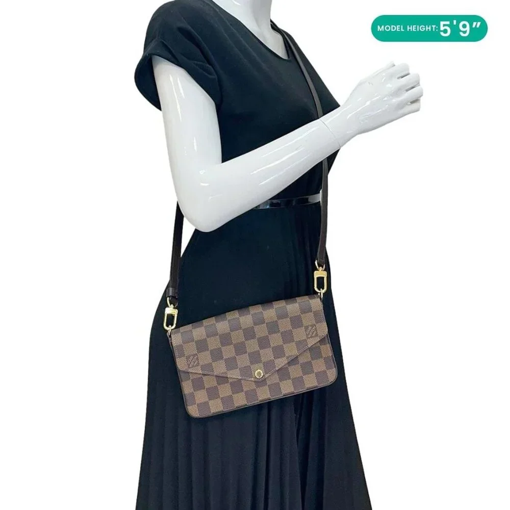 Louis Vuitton  Felicie Pochette Damier Ebene Crossbody Bag Brown - Picture 2 of 13